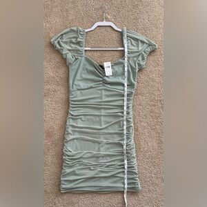 Windsor Sage Mint Green Gathered Mini Dress